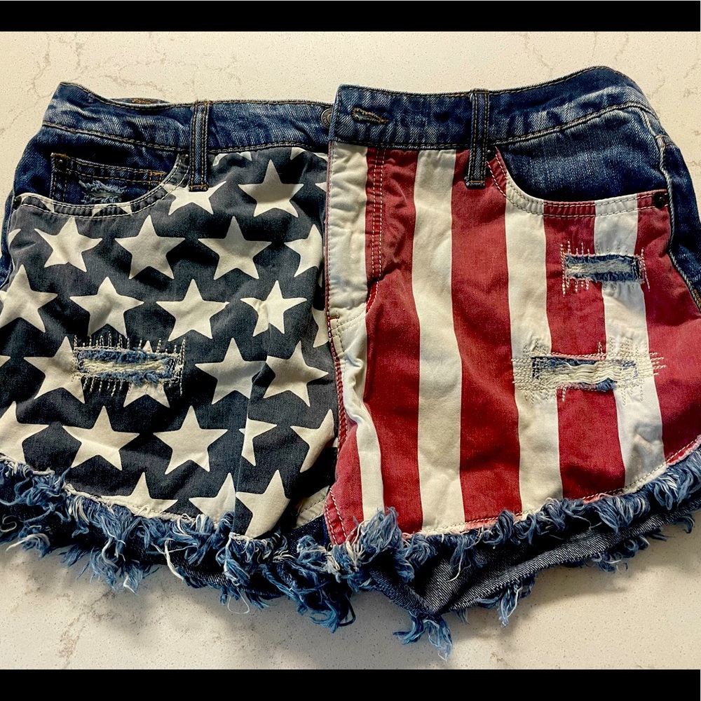 American Flag Jean Shorts- size 12 ruffle bottom